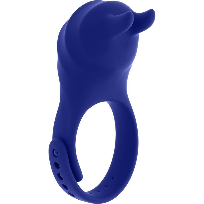 Синее эрекционное виброкольцо с клиторальной подушечкой и пультом ДУ Adjustable Fun Ring