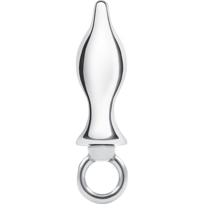 Металлический плаг с кольцом Stainless Steel Metal Tapered Butt Plug With Loop Hardware - 10 см