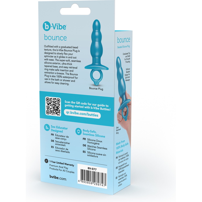 Голубая анальная пробка-елочка из силикона Bounce Plug - 14,3 см. Фотография 12.