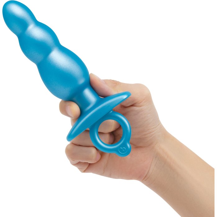 Голубая анальная пробка-елочка из силикона Bounce Plug - 14,3 см. Фотография 4.