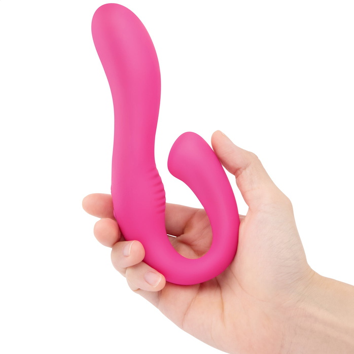 Розовый вибромассажер с клиторальным отростком Harmony Vibe - 16,8 см. Фотография 7.