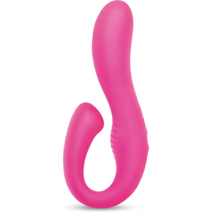 Розовый вибромассажер с клиторальным отростком Harmony Vibe - 16,8 см