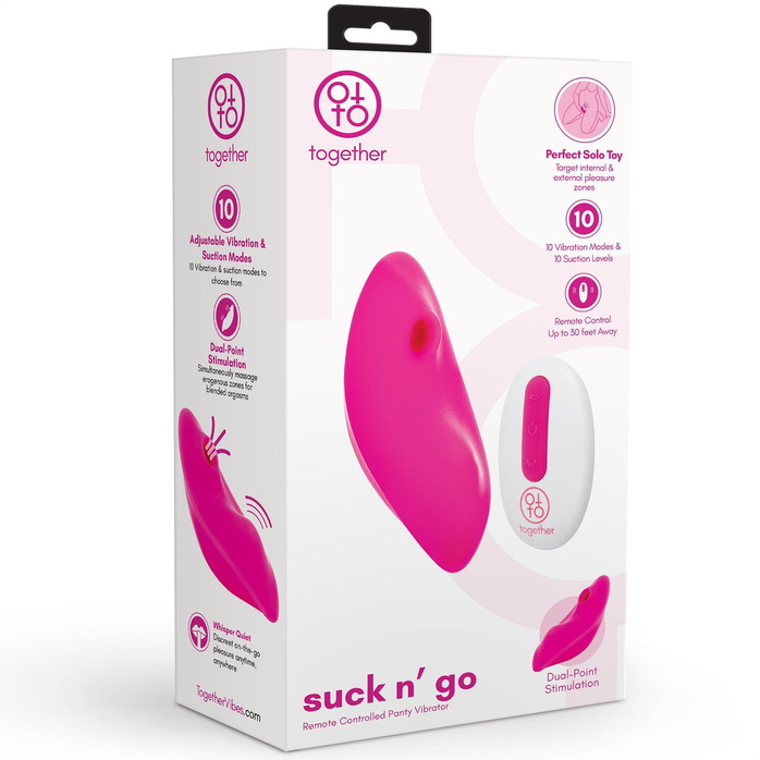 Розовый клиторальный вибромассажер Suck n’ Go. Фотография 9.