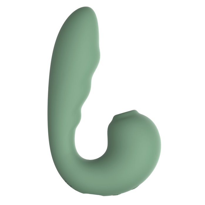 Зеленый вибратор с вакуумной стимуляцией Duo Viro - Sensora. Фотография 2.