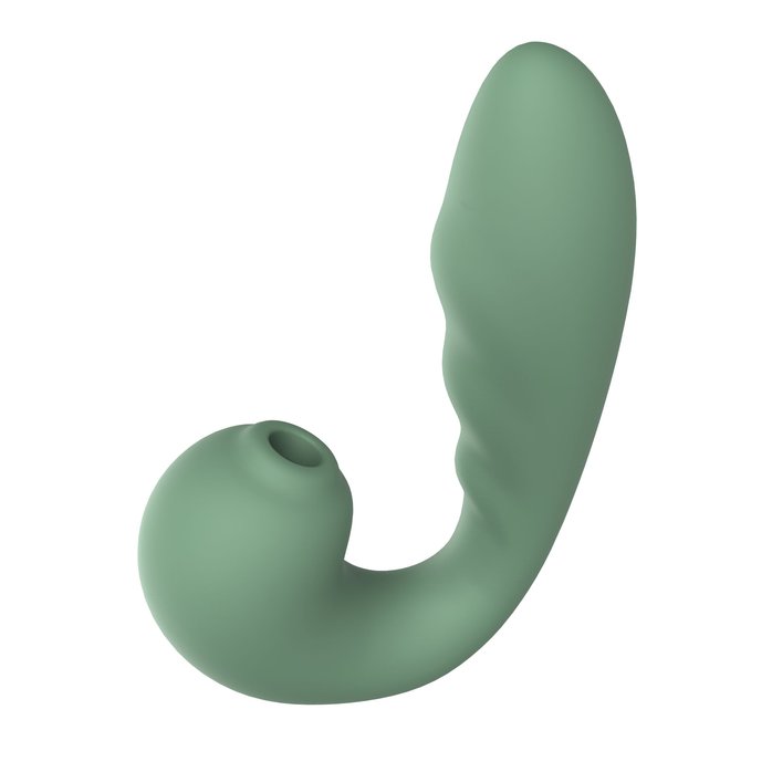 Зеленый вибратор с вакуумной стимуляцией Duo Viro - Sensora