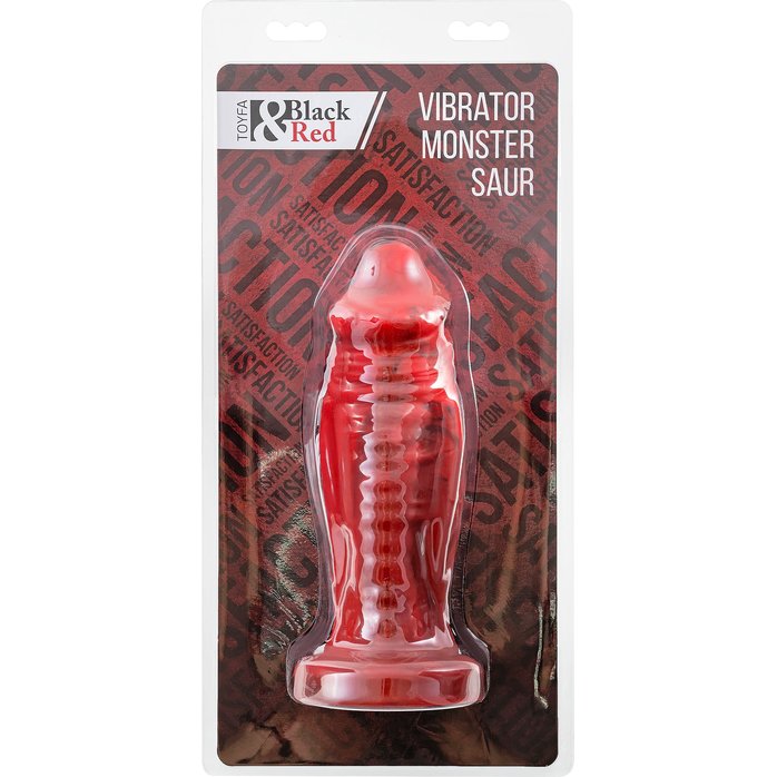 Силиконовый вибратор Monster Saur - 20 см - Black Red. Фотография 8.