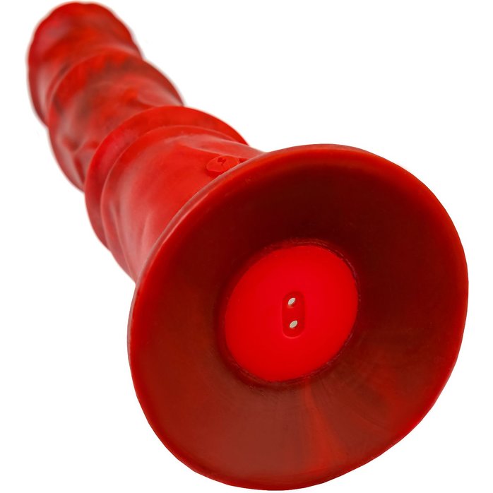 Силиконовый вибратор Monster Rex - 24,5 см - Black Red. Фотография 5.