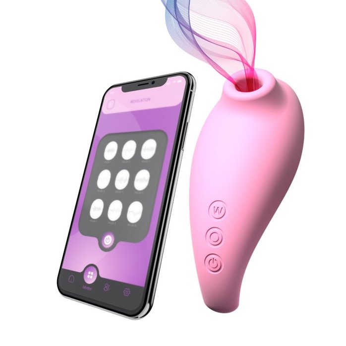 Розовый вакуумный стимулятор клитора Revelation APP. Фотография 4.