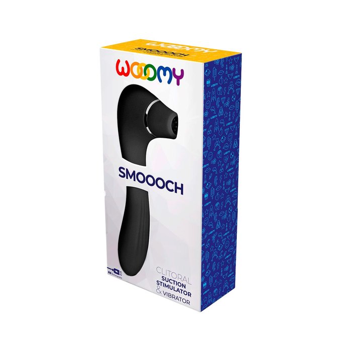 Черный стимулятор Smoooch Clitoral Suction Vibration - 18,6 см - Wooomy. Фотография 2.