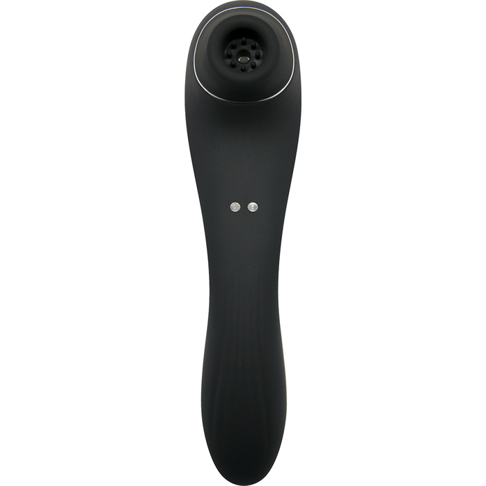 Черный стимулятор Smoooch Clitoral Suction Vibration - 18,6 см - Wooomy. Фотография 3.