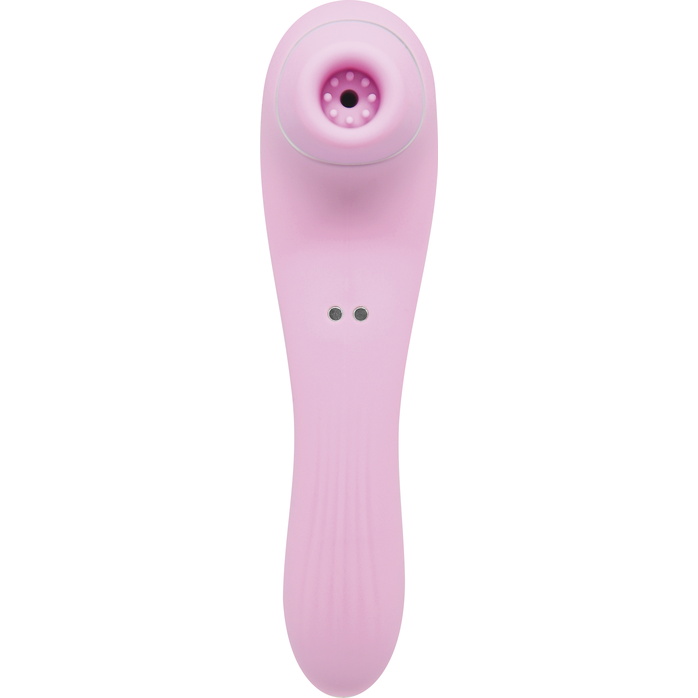 Розовый стимулятор Smoooch Clitoral Suction Vibration - 18,6 см - Wooomy. Фотография 4.