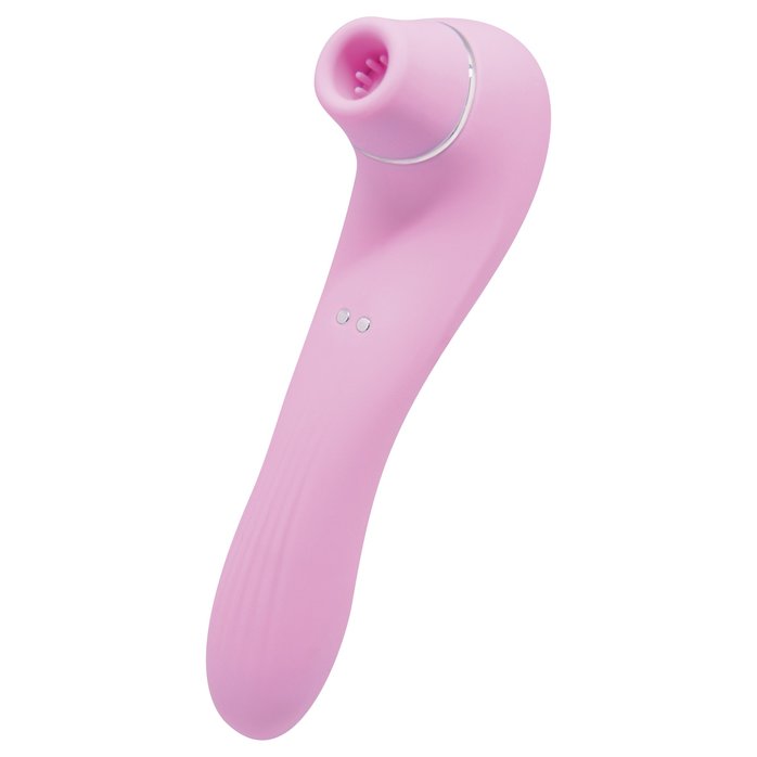 Розовый стимулятор Smoooch Clitoral Suction Vibration - 18,6 см - Wooomy