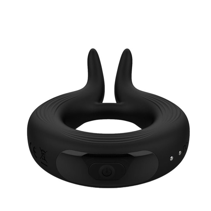 Черное эрекционное кольцо Marry Me Rechargeable Vibrating Cockring - Wooomy. Фотография 2.