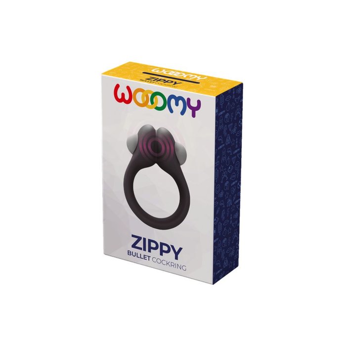 Черное эрекционное кольцо Zippy Vibrating Ring With Bullet - Wooomy. Фотография 3.