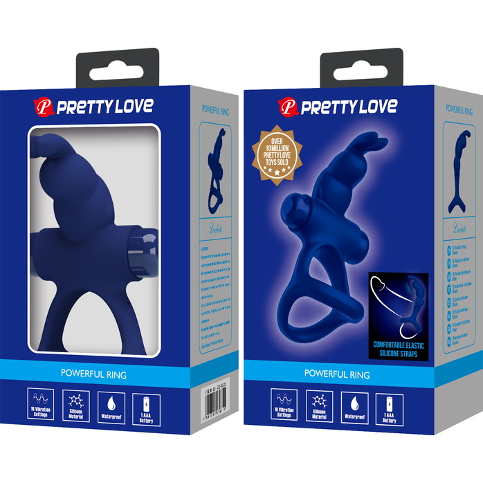 Синее эрекционное кольцо с вибрацией Luchito - Pretty Love. Фотография 10.