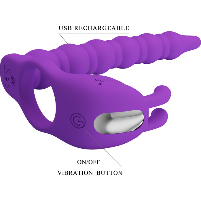 Лиловая насадка для двойного проникновения Blackney - Pretty Love. Фотография 6.