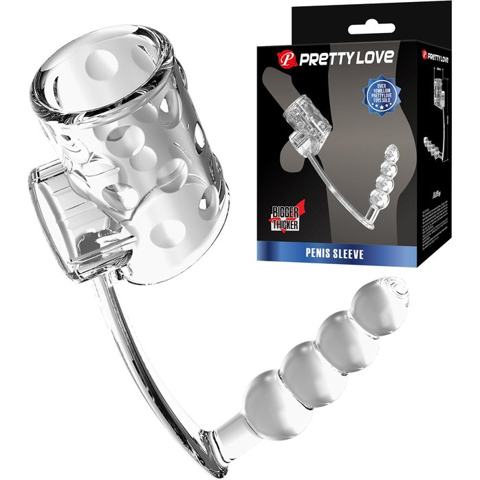 Прозрачная насадка на пенис и мошонку с анальным стимулятором Rilley - Pretty Love. Фотография 3.