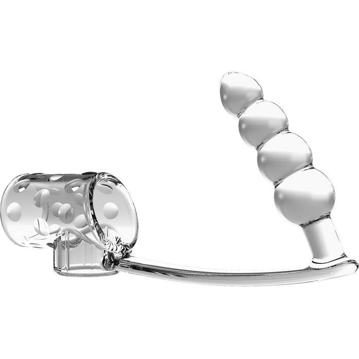 Прозрачная насадка на пенис и мошонку с анальным стимулятором Rilley - Pretty Love. Фотография 4.