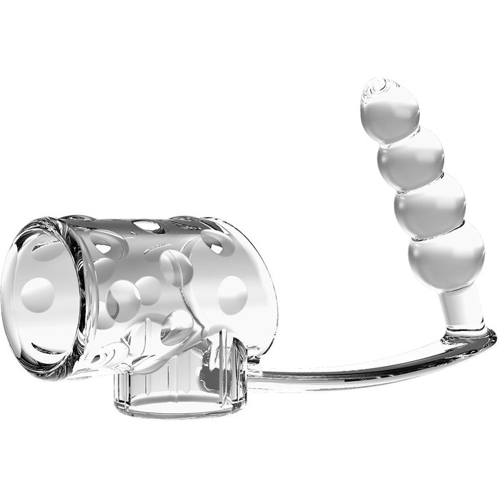 Прозрачная насадка на пенис и мошонку с анальным стимулятором Rilley - Pretty Love