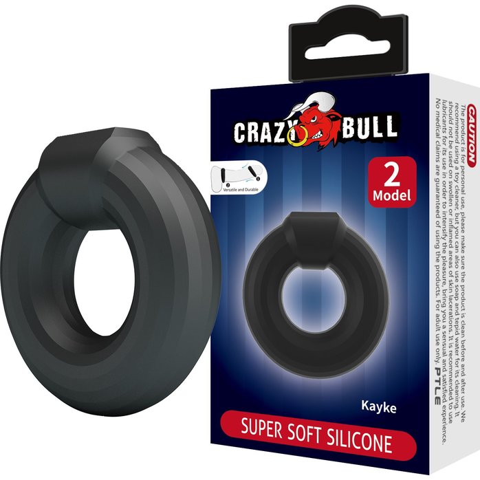 Черное эрекционное кольцо Kayke - Crazy Bull. Фотография 3.