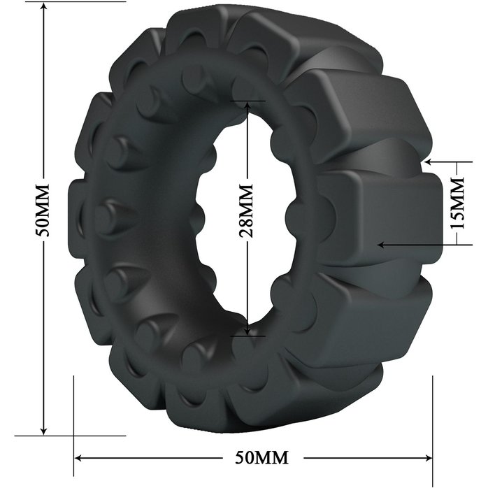 Черное фигурное силиконовое эрекционное кольцо Laiden - Crazy Bull. Фотография 6.