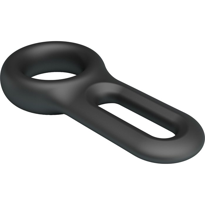 Черное эрекционное кольцо Oniel с петлёй для мошонки - Crazy Bull. Фотография 4.