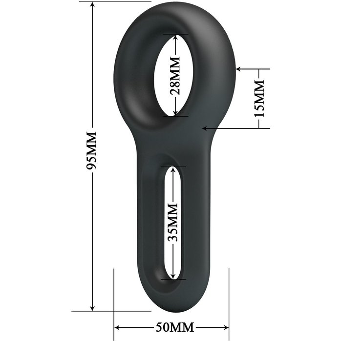 Черное эрекционное кольцо Oniel с петлёй для мошонки - Crazy Bull. Фотография 6.