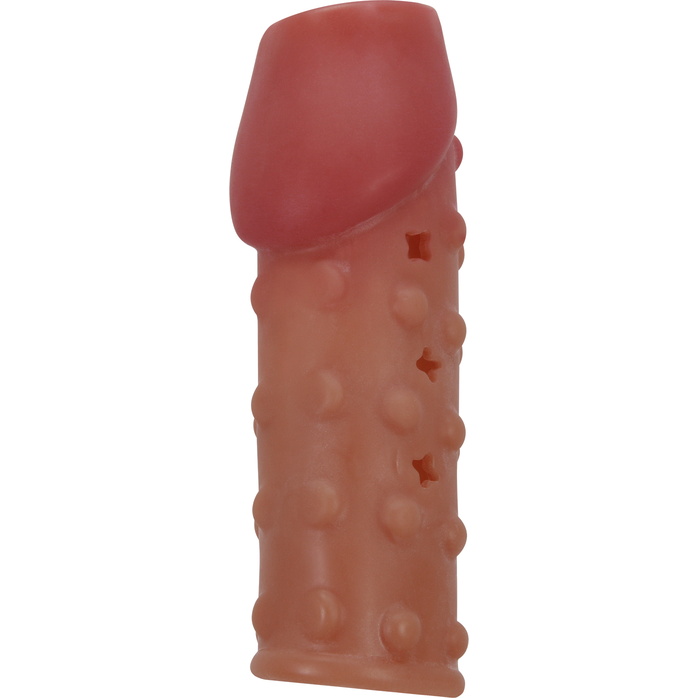 Телесная открытая насадка на пенис с бугорками - 19,8 см - Pretty Love. Фотография 3.
