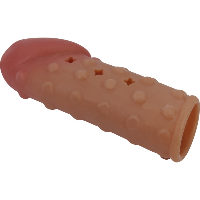 Телесная открытая насадка на пенис с бугорками - 19,8 см - Pretty Love. Фотография 5.