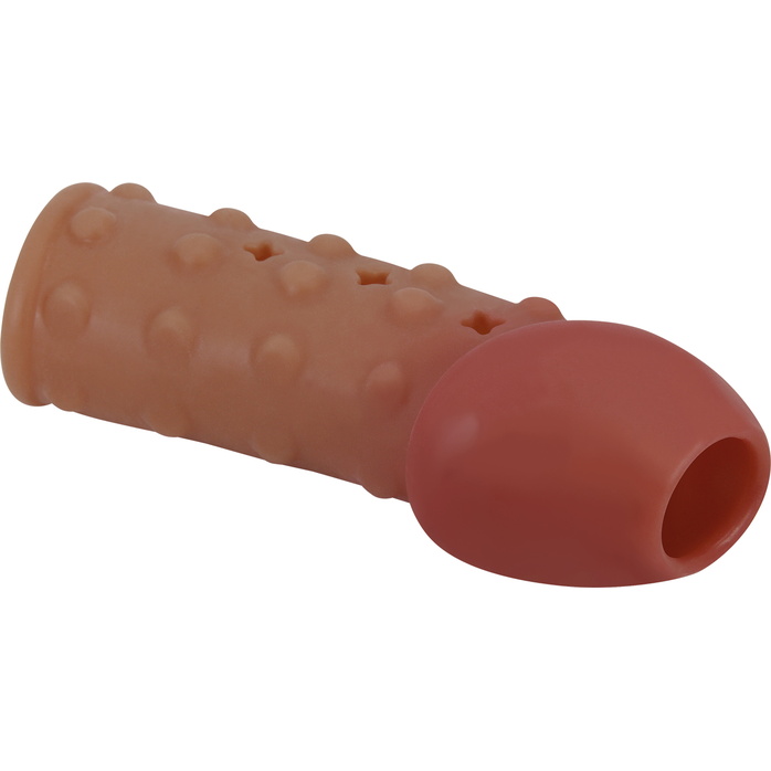 Телесная открытая насадка на пенис с бугорками - 19,8 см - Pretty Love. Фотография 6.