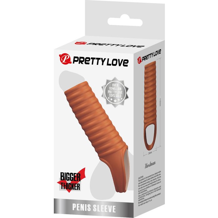 Телесная насадка на пенис с ребрышками и подхватом мошонки - Pretty Love. Фотография 2.