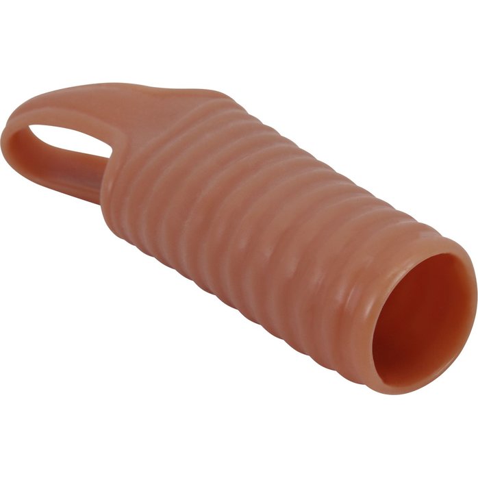 Телесная насадка на пенис с ребрышками и подхватом мошонки - Pretty Love. Фотография 5.