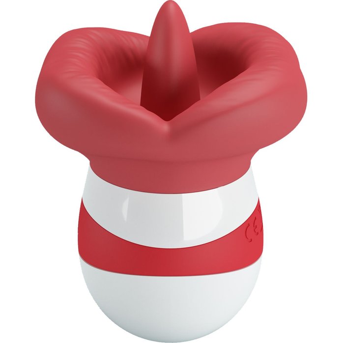 Красно-белый клиторальный стимулятор в форме рта Mina - Pretty Love. Фотография 5.