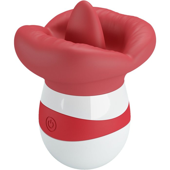 Красно-белый клиторальный стимулятор в форме рта Mina - Pretty Love