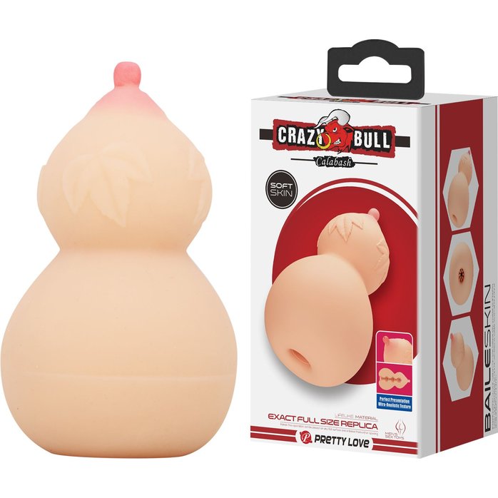Телесный мастурбатор с соском Calabash - Crazy Bull. Фотография 3.