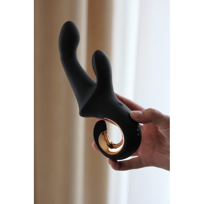 Черный вибратор-кролик Mystery - 22,5 см. Фотография 6.