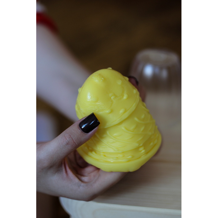 Желтый мастурбатор-яйцо Bisedze. Фотография 8.