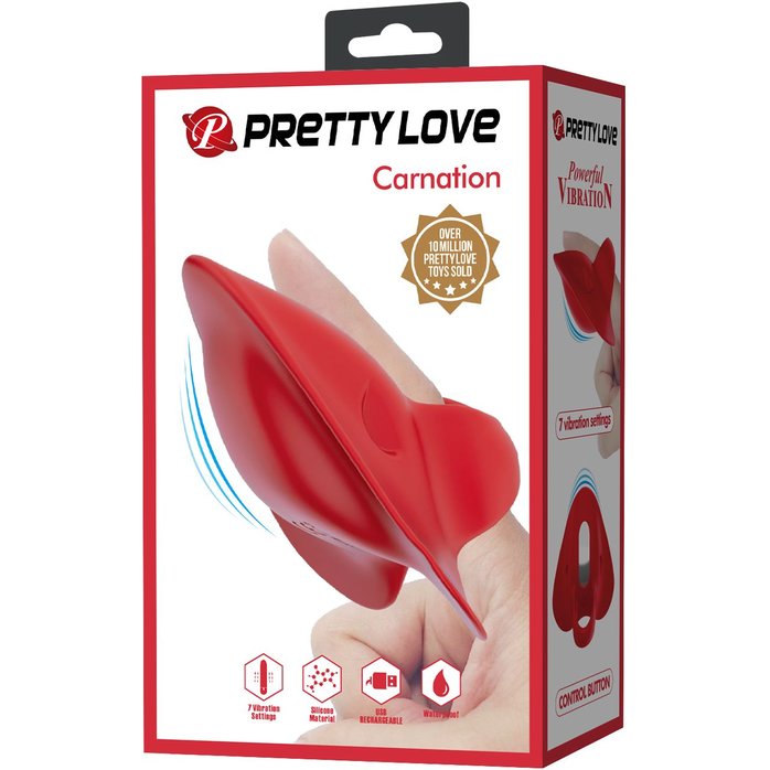 Красный вибратор на палец Carnation - Pretty Love. Фотография 2.