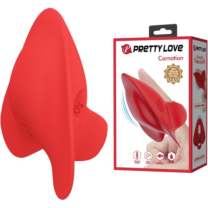 Красный вибратор на палец Carnation - Pretty Love. Фотография 3.