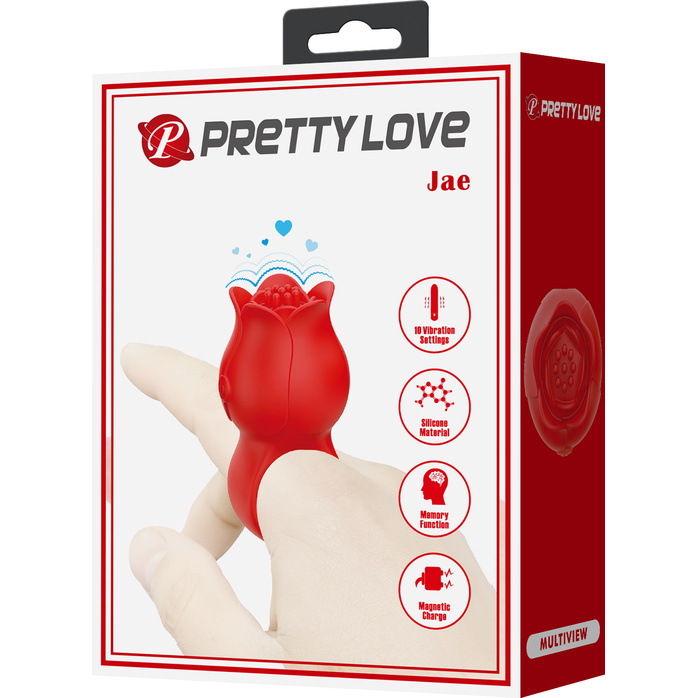 Красный мини-вибратор на палец Jae - Pretty Love. Фотография 12.