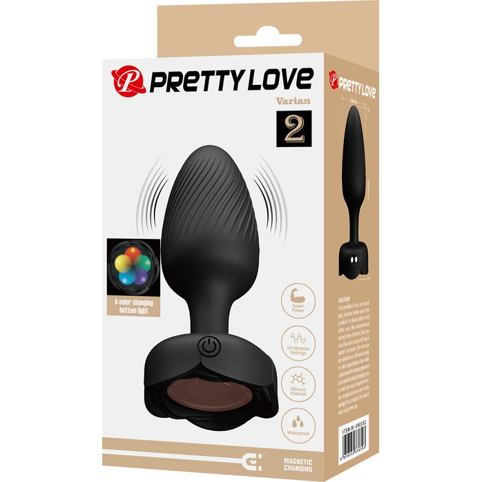 Черная анальная вибропробка с подсветкой Varian - 10,8 см - Pretty Love. Фотография 8.