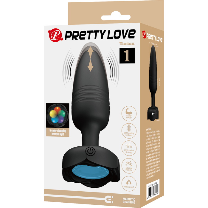 Черная анальная вибропробка с подсветкой Tarion - 12,5 см - Pretty Love. Фотография 8.