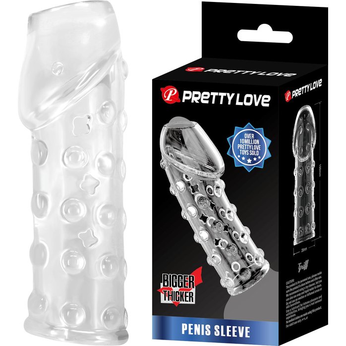 Прозрачная открытая насадка на пенис с бугорками - 19,8 см - Pretty Love. Фотография 3.