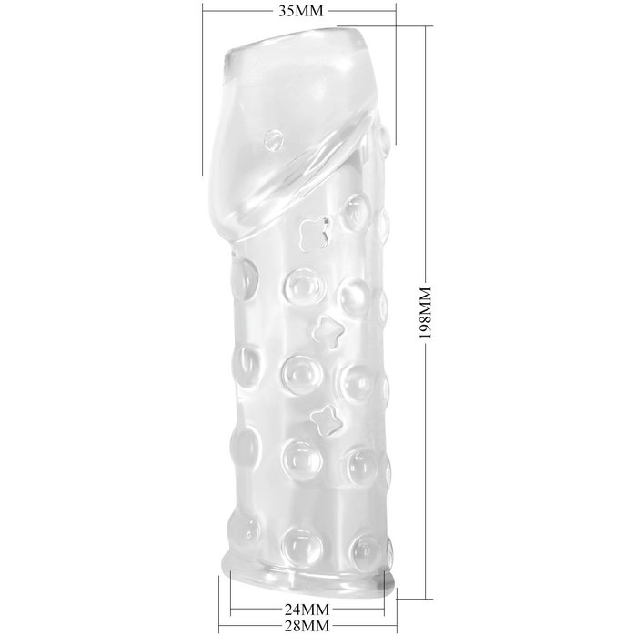 Прозрачная открытая насадка на пенис с бугорками - 19,8 см - Pretty Love. Фотография 8.