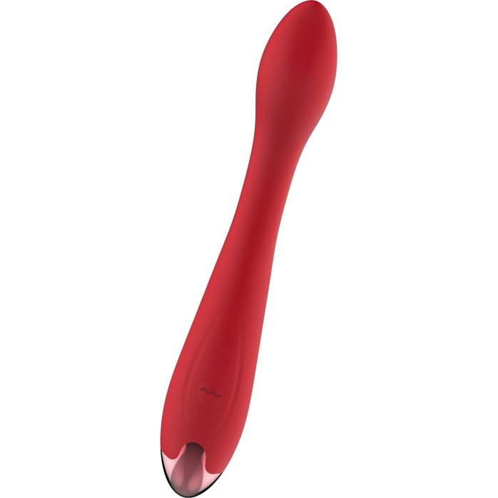 Красный изогнутый вибратор для массажа точки G - 23 см. Фотография 5.