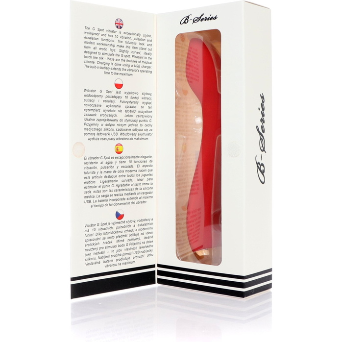 Красный изогнутый вибратор для массажа точки G - 23 см. Фотография 7.