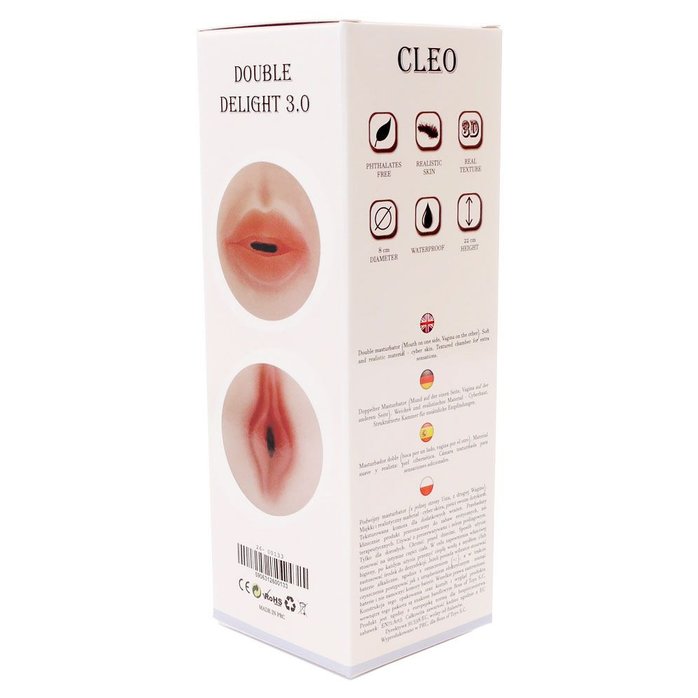 Двусторонний мастурбатор в колбе Cleo - вагина и ротик. Фотография 3.