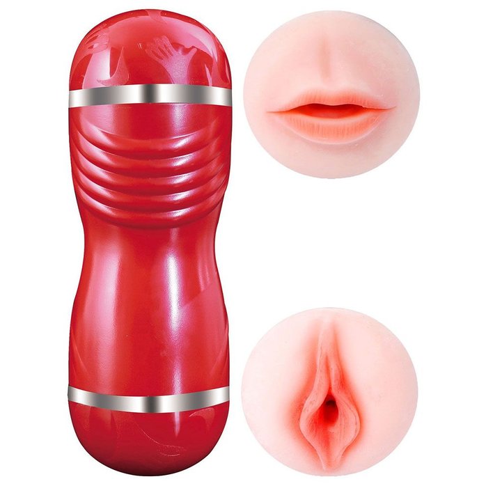 Двусторонний мастурбатор в колбе Cleo - вагина и ротик