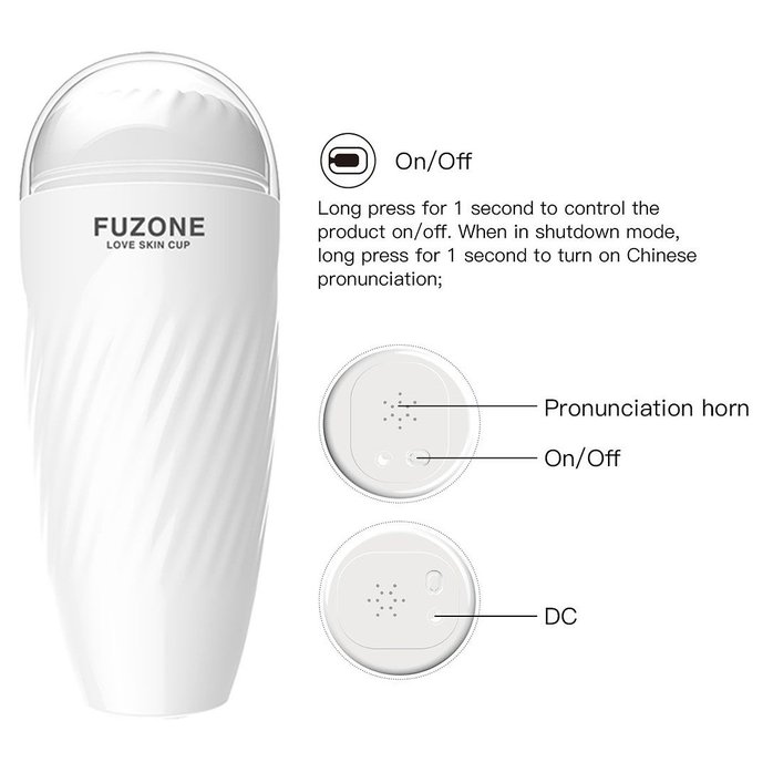 Белый мастурбатор с вибрацией в колбе Fuzone. Фотография 3.