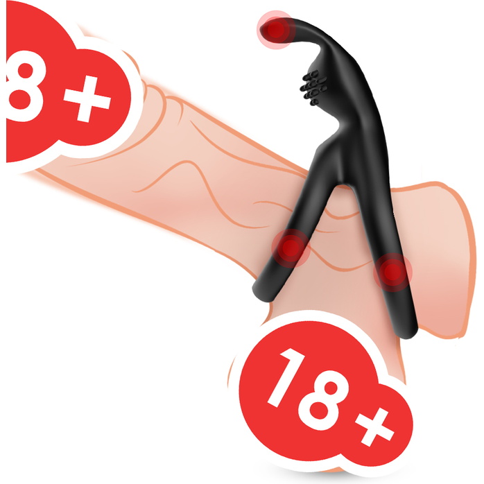 Черное эрекционное кольцо с подхватом мошонки. Фотография 6.